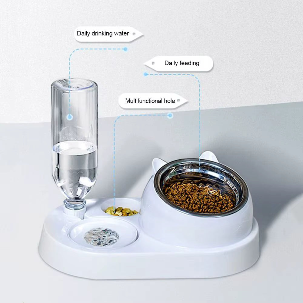2-in-1 Pet Food Bowl with Automatic Water Dispenser
