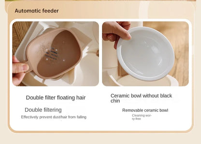 Automatic Cat Water & Food Dispenser – Large Capacity Pet Feeder with Dry-Wet Separation and Spill-Proof Design