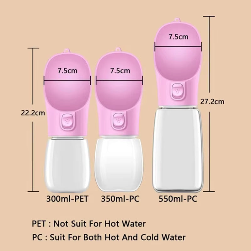 Portable Pet Water Bottle with Drinking Bowl – Leakproof for Dogs & Cats