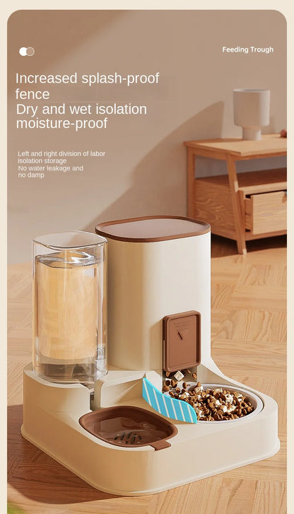 Automatic Cat Water & Food Dispenser – Large Capacity Pet Feeder with Dry-Wet Separation and Spill-Proof Design