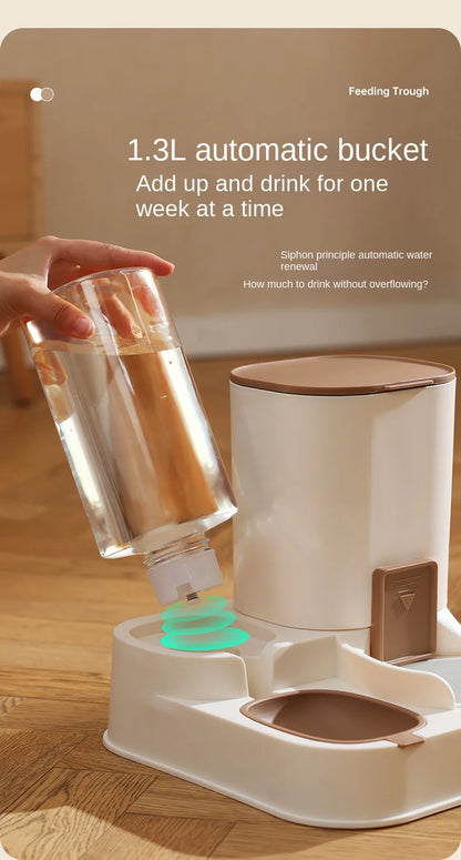 Automatic Cat Water & Food Dispenser – Large Capacity Pet Feeder with Dry-Wet Separation and Spill-Proof Design