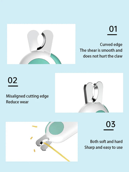 LED Pet Nail Clippers for Dogs & Cats – Professional Dog Nail Trimmer with Safety Lock, Stainless Steel Pet Claw Cutter, Puppy & Kitten Grooming Tool