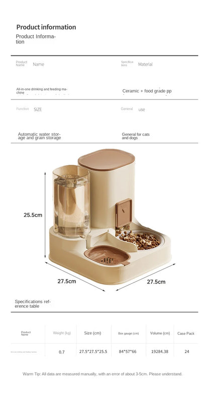 Automatic Cat Water & Food Dispenser – Large Capacity Pet Feeder with Dry-Wet Separation and Spill-Proof Design