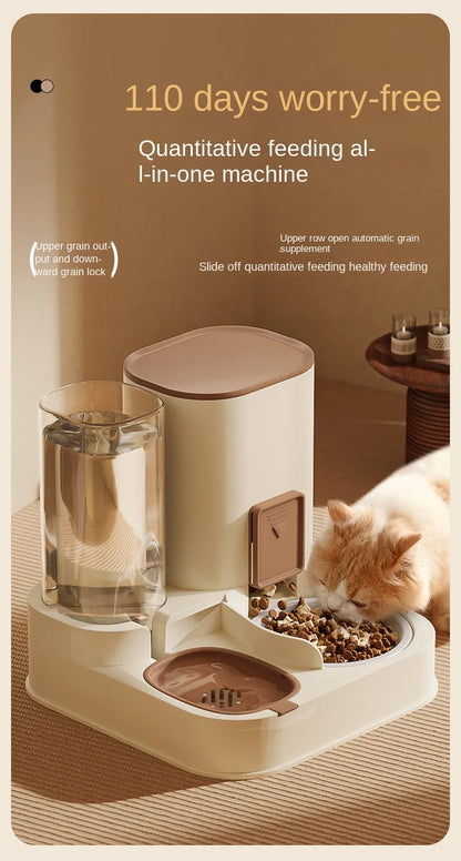 Automatic Cat Water & Food Dispenser – Large Capacity Pet Feeder with Dry-Wet Separation and Spill-Proof Design