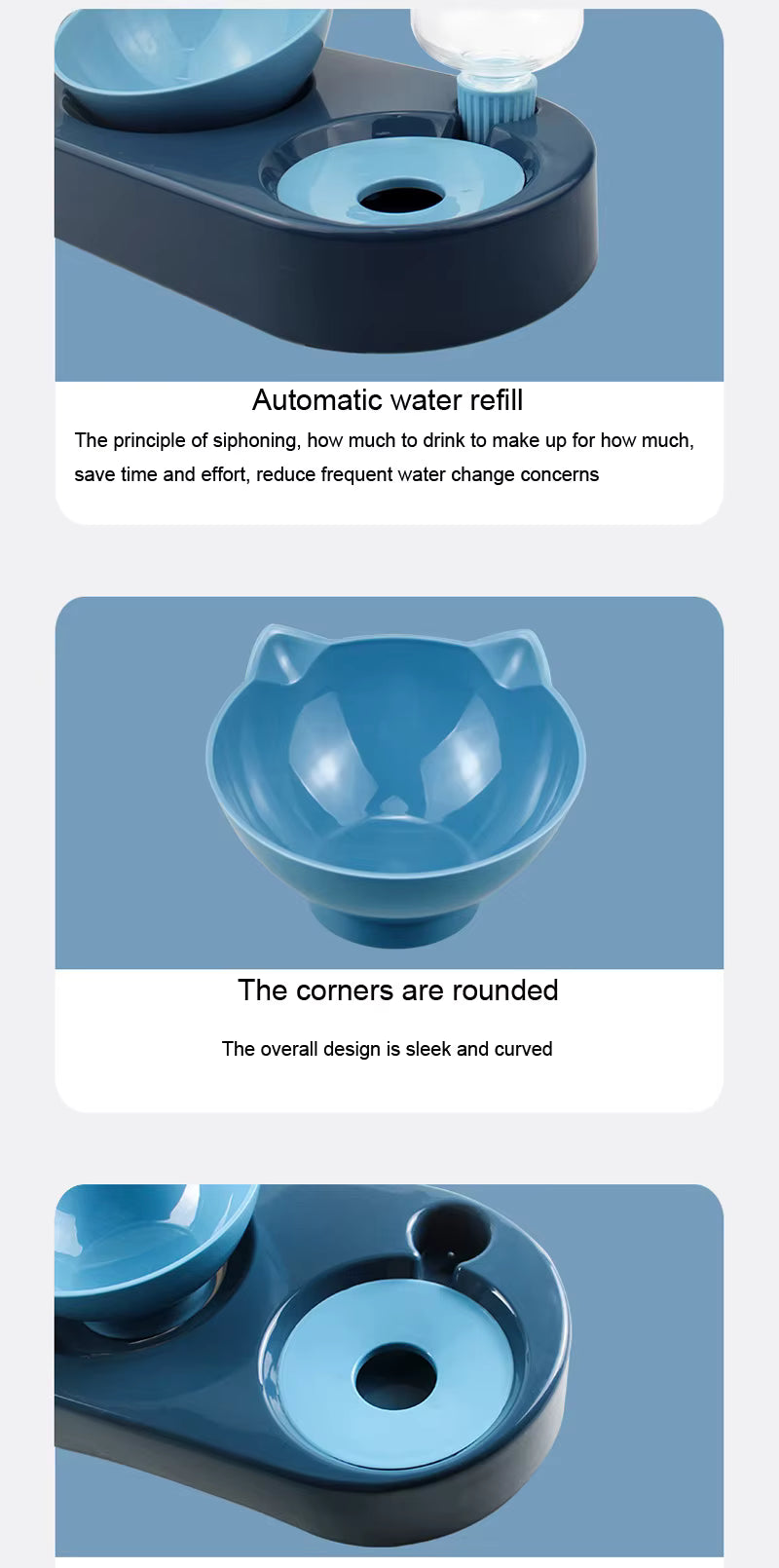 Cat Feeder Bowl with Automatic Water Bottle – Raised Food & Water Dish