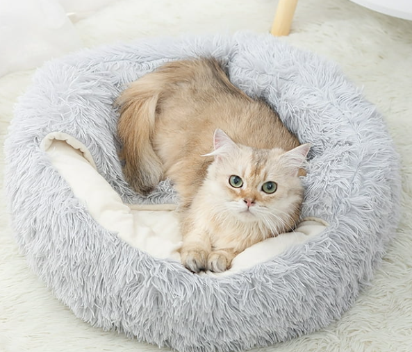 Calming Cave Bed for Dogs & Cats – Anti-Anxiety, Non-Slip, Faux Fur Cozy Nest