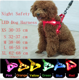 LED Dog Harness – Adjustable & Reflective (Batteries Not Included)