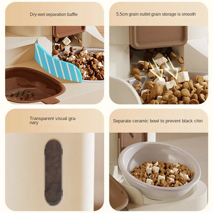 Automatic Cat Water & Food Dispenser – Large Capacity Pet Feeder with Dry-Wet Separation and Spill-Proof Design