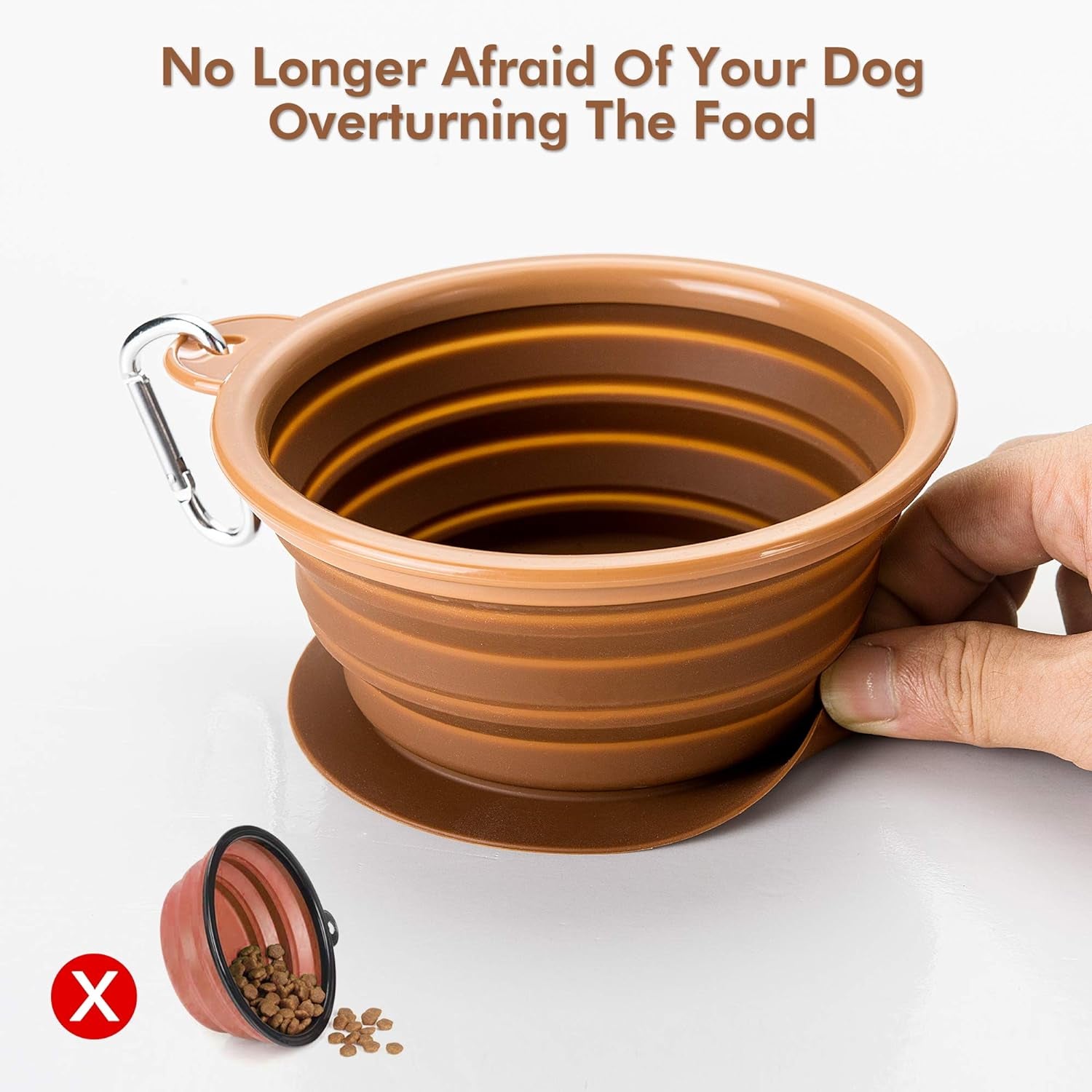 Portable Collapsible Dog Bowl with Suction Base - Silicone, 350ml, Ideal for Travel & Outdoor